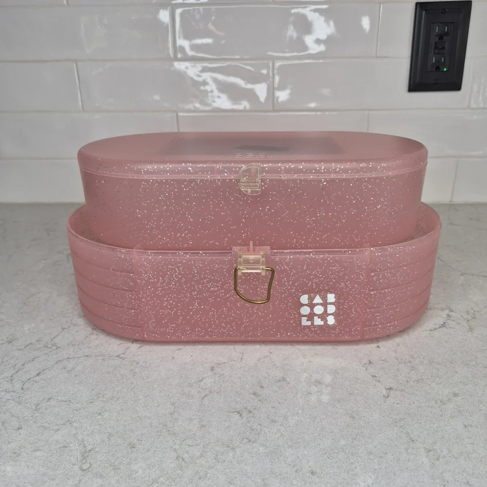 Rare Vtg Caboodles Jellies Large  Model 2642 Pink‎ Organizer Vanity Makeup Case